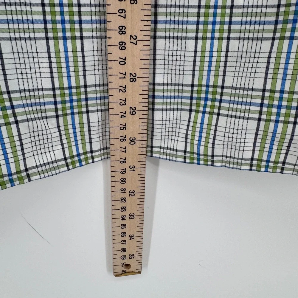 The North Face Men XL Plaid Short Sleeve Button Up Shirt Blue Green Hiking Trail